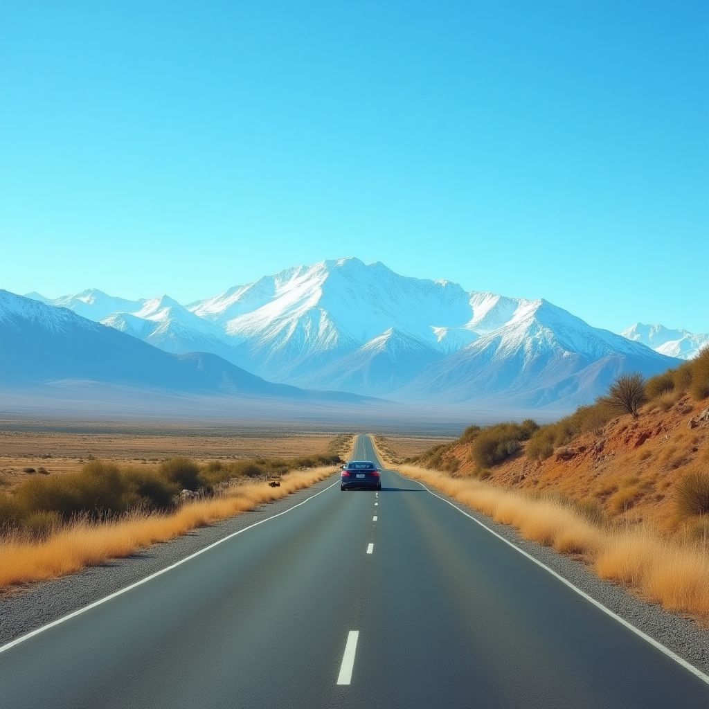Auto viajando por la Ruta 40 en Argentina